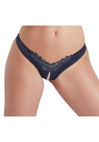 G-string with Pearls, Black (Storlek: Medium)