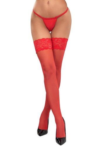 Hold-Up Stockings Red (Storlek: Medium)