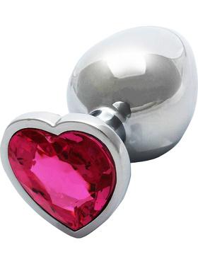 Ouch! Heart Gem Metal Butt Plug, medium, silver